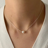 Dainty Necklace I Minimalist Silver Necklace I Pearl necklace