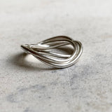 Set of 3 minimalist, stacking,wavy handcrafted silver rings