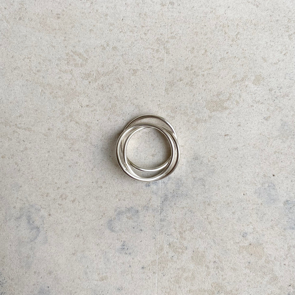 Set of 3 minimalist, stacking,wavy handcrafted silver rings