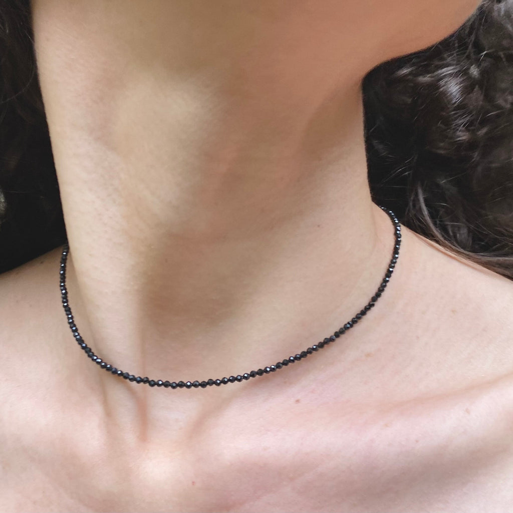 Black spinel choker | minimalist choker | natural gemstone | dainty choker