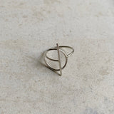 Minimalist ring, unique geometric ring, sterling silver ring