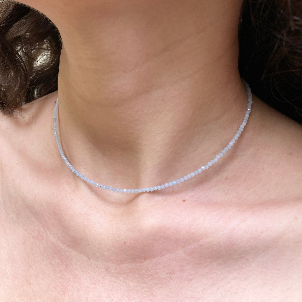 Aquamarine choker | minimalist choker | natural gemstone | dainty choker