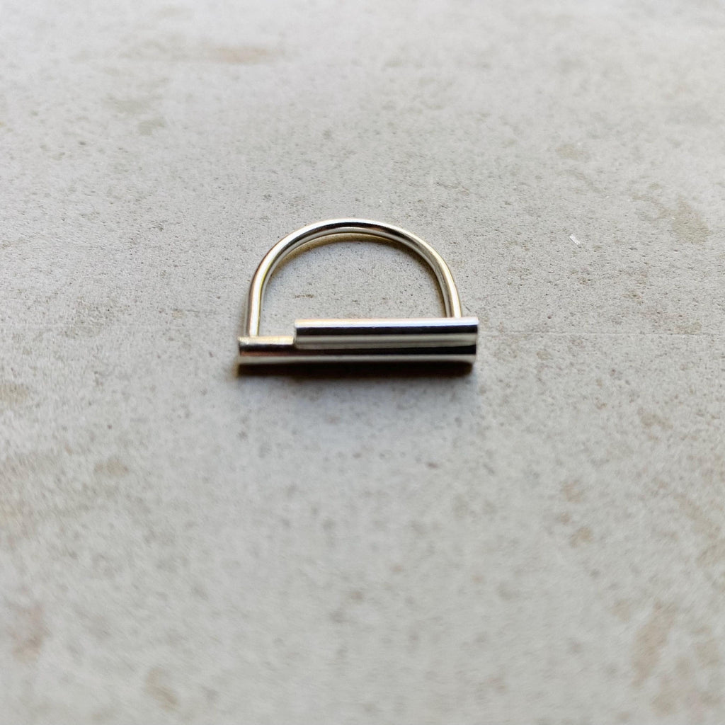 Minimalist silver ring, unique contemporary geometric ring