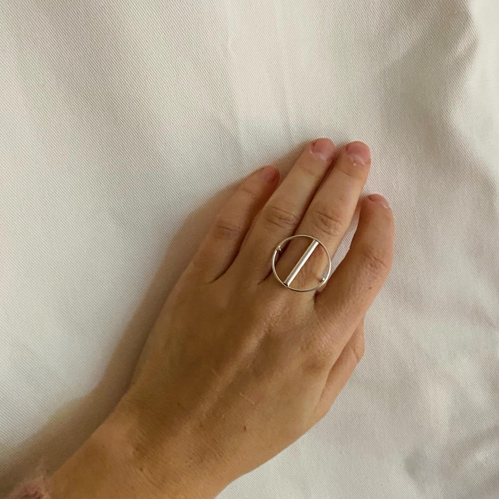 Contemporary unique sterling silver ring