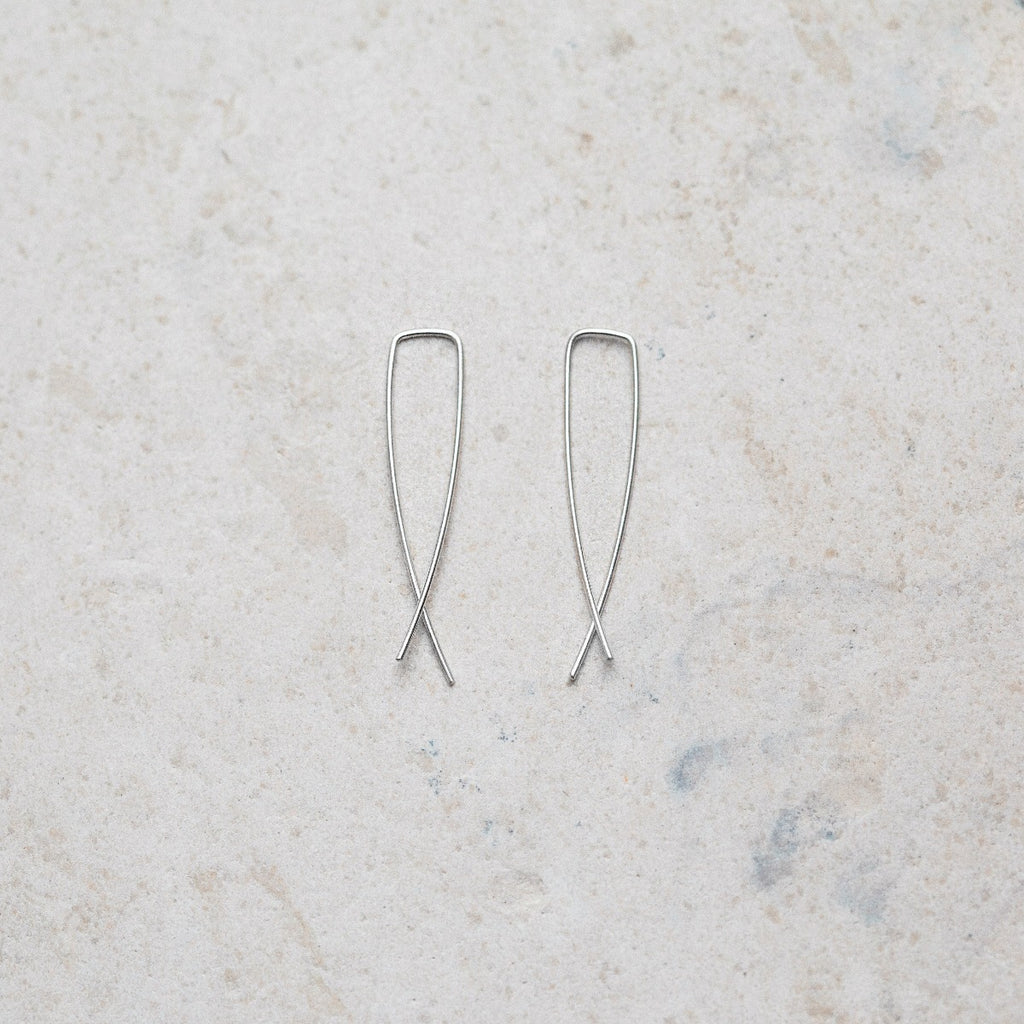 Open Hoop Thin Lines Earrings