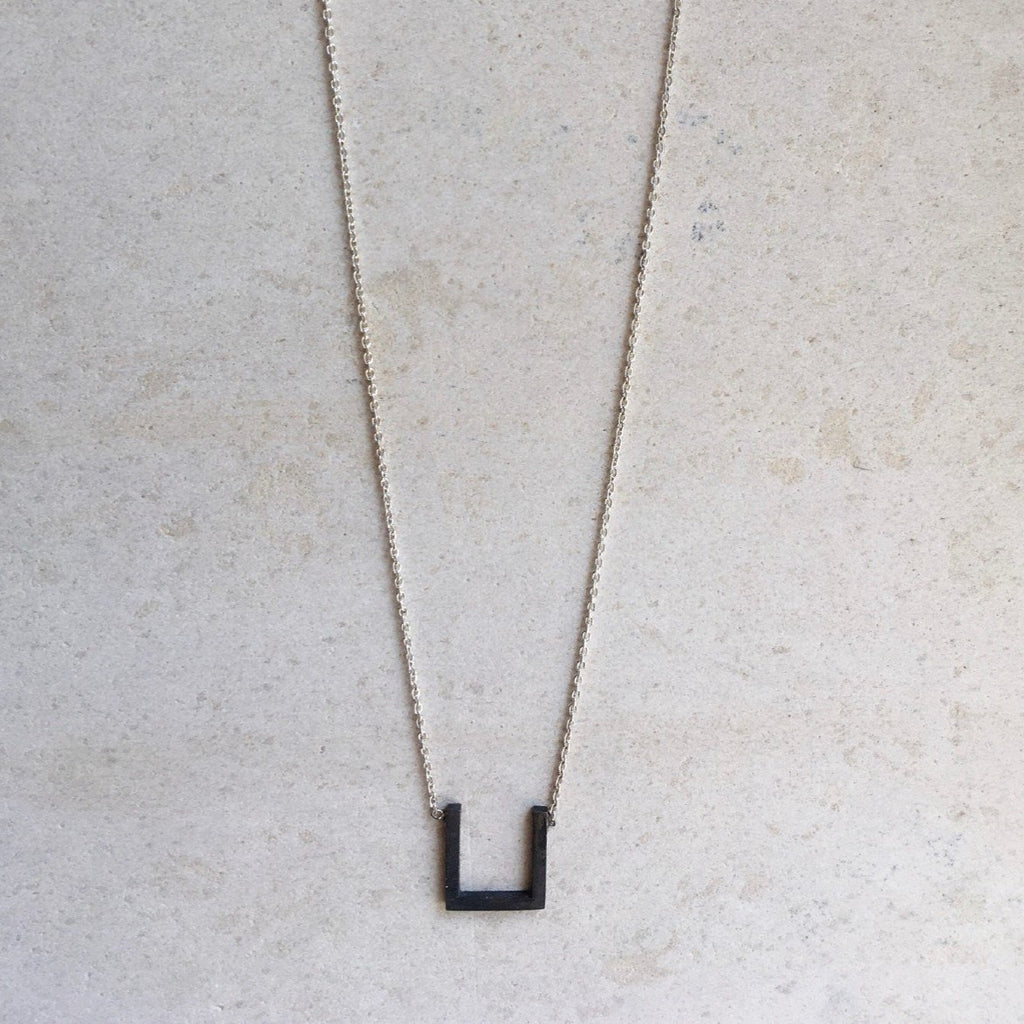 Architectural silver necklace