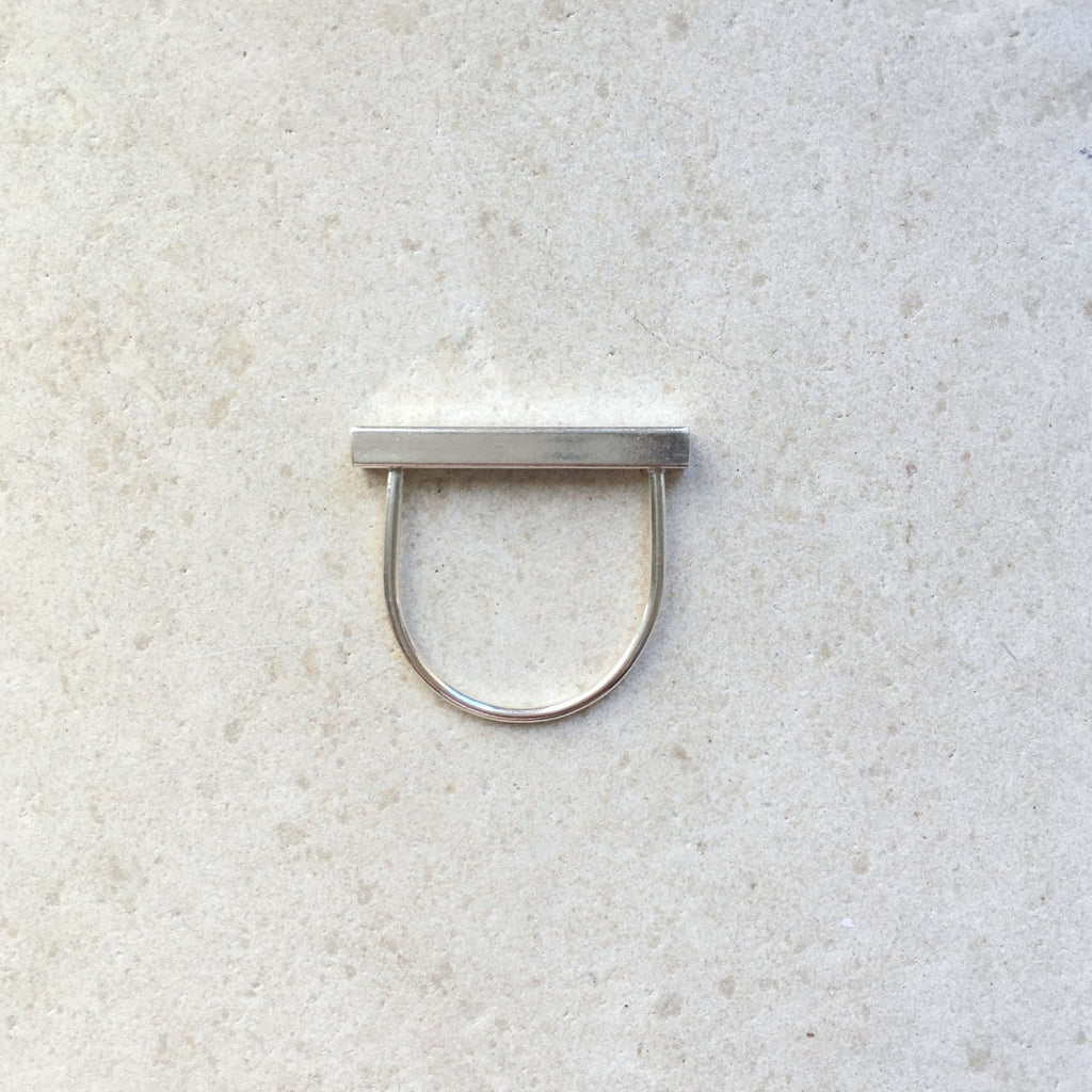 Square bar handcrafted silver ring