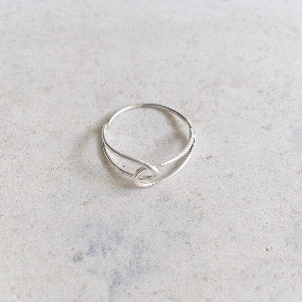 'Holding hands'' minimalist silver ring
