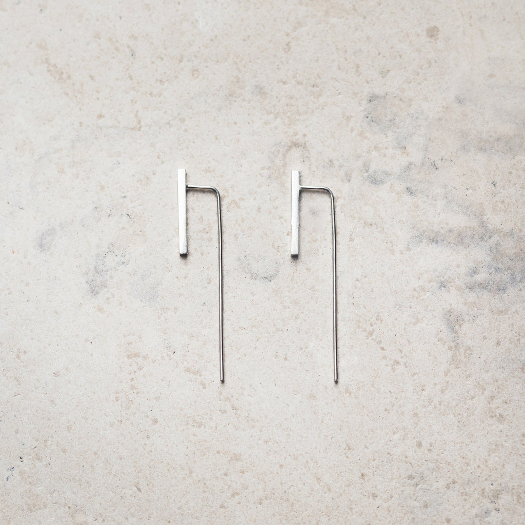 Minimalist, statement, dainty silver earrings