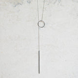 Long Versatile Necklace Open Circle and Bar Pendant