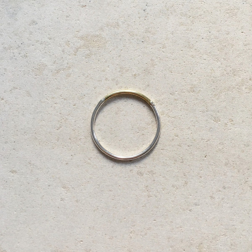 Silver and brass minimalist ring
