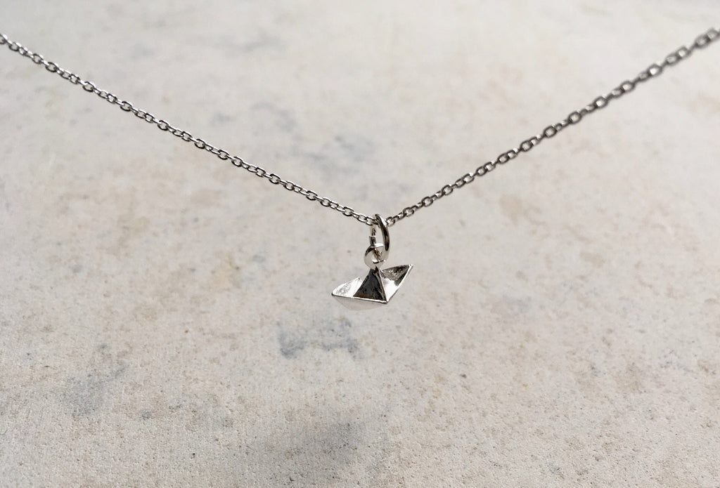 Silver origami necklace hotsell