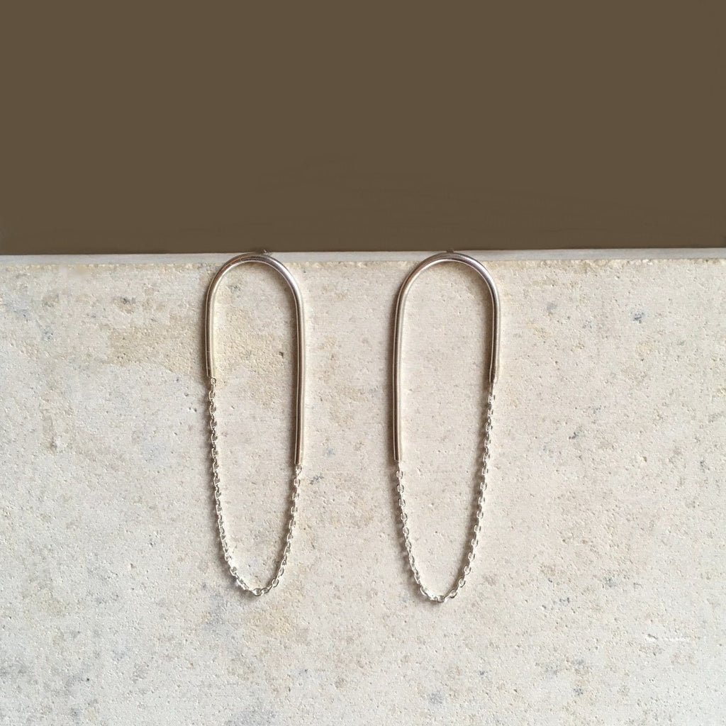 Unique hoops earrings, statement thin silver earrings,dainty earrings