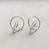 Unique hoop earring,3D earrings,Silver hoop earrings, minimalist geometric earrings
