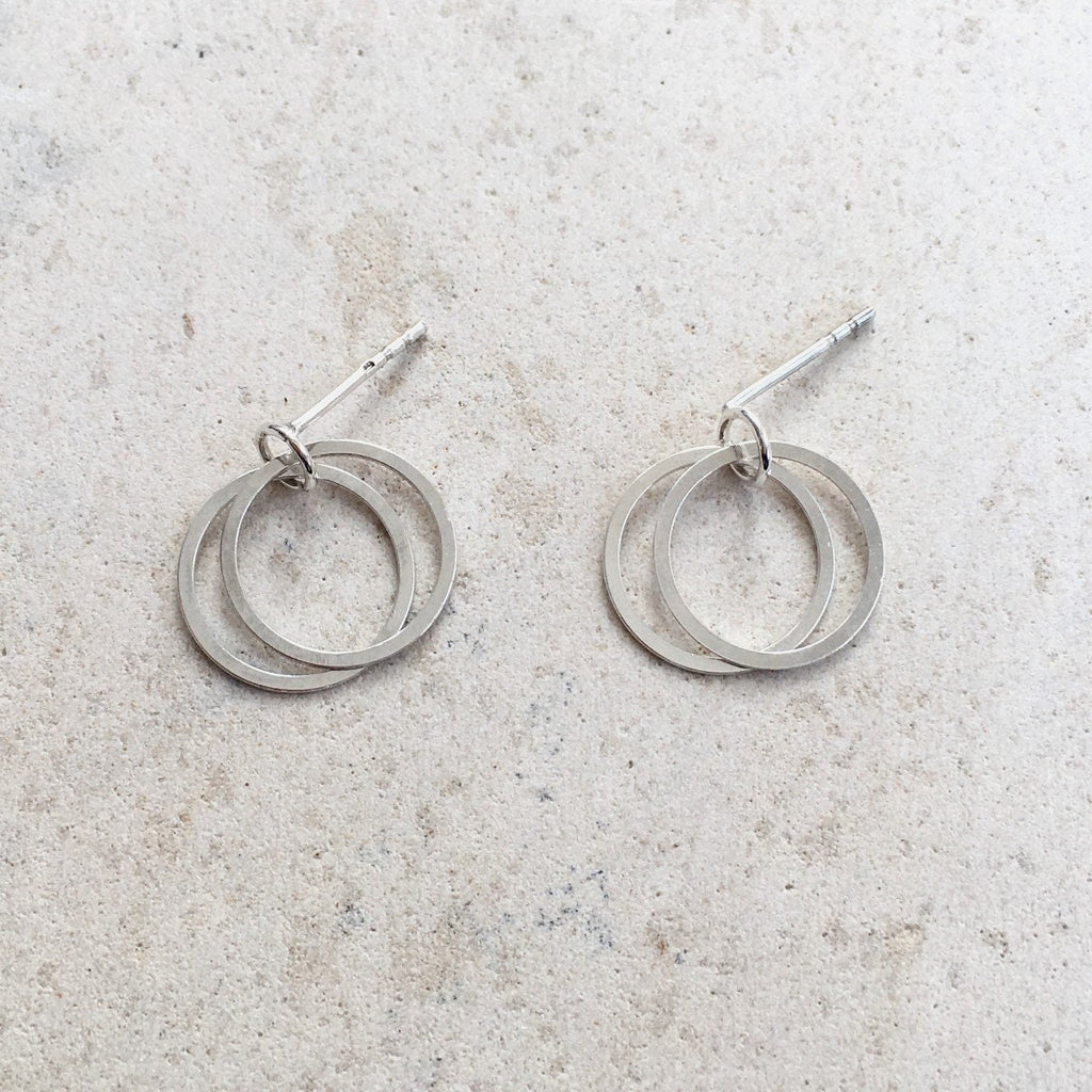 Double Open circle, unique earrings , minimal jewelry