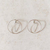 Unique hoops, statement  thin silver earrings,geometric cool earrings