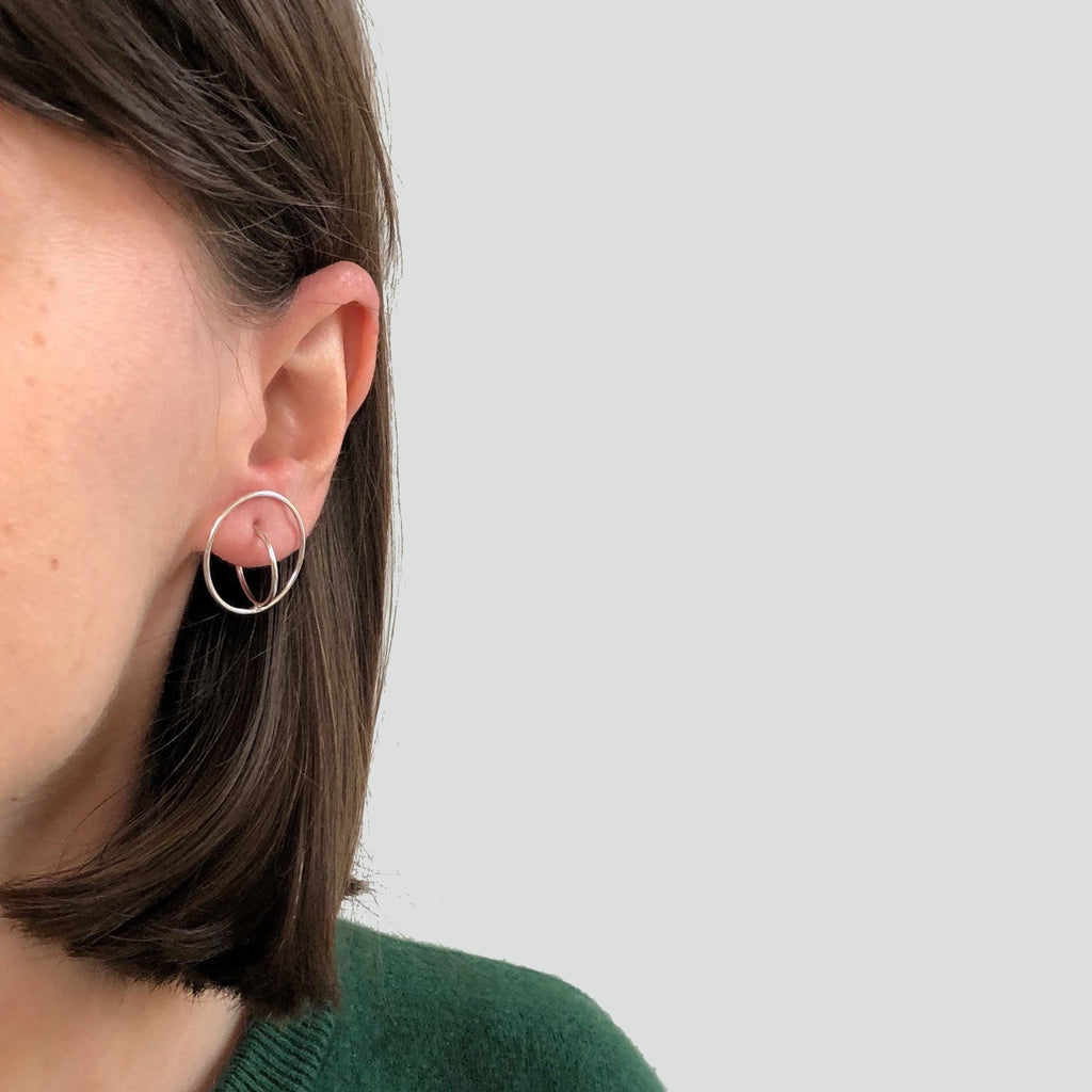 Geometric hoop shop earrings silver