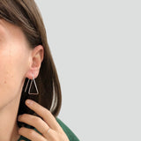 Unique triangle hoops, statement thin silver earrings,geometric earrings