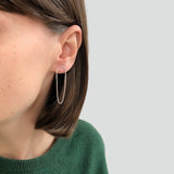 Unique hoops earrings, statement thin silver earrings,dainty earrings