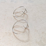 Unique hoops, statement  thin silver earrings,geometric cool earrings