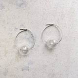 Unique hoops, statement hollow glass silver earrings,geometric earrings, dangle earrings