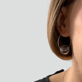 Unique hoops, statement hollow glass silver earrings,geometric earrings, dangle earrings