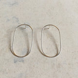 Unique hoops, statement oval silver earrings,geometric earrings