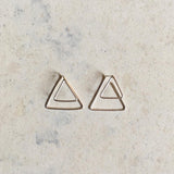 Open triangle, unique hoops, minimal jewelry,double hoops