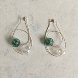 Statement glass and silver earrings, unique hoop earrings
