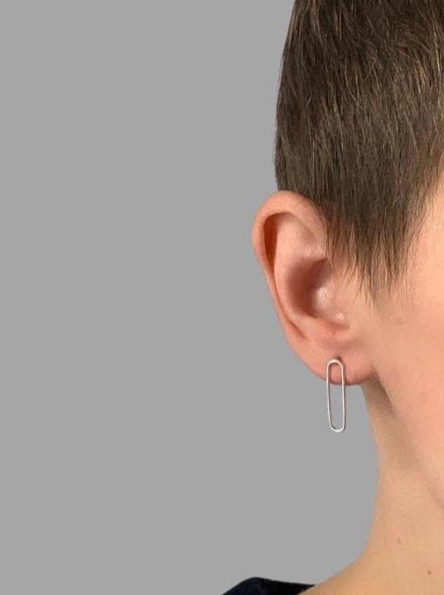 Oval hoops, statement  thin silver earrings,geometric earrings,dainty earrings