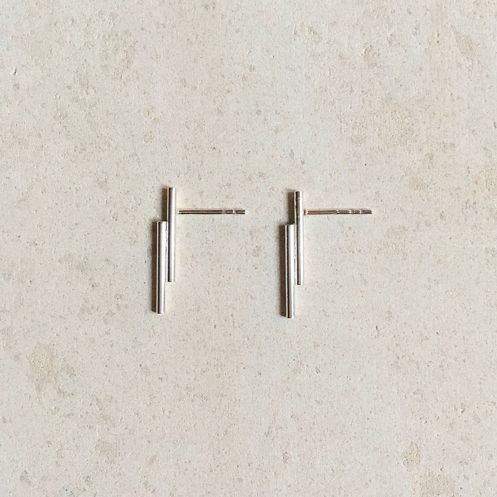 Tube Unique Earrings| Line Earrings|Sterling Silver or Gold Plated Earrings