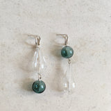 Statement glass and silver earrings, unique handmade mismatch earrings