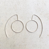 Unique hoops, statement  thin silver earrings,geometric,minimalist earrings