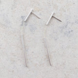 Unique minimalist line silver earrings, contemporary statement earrings