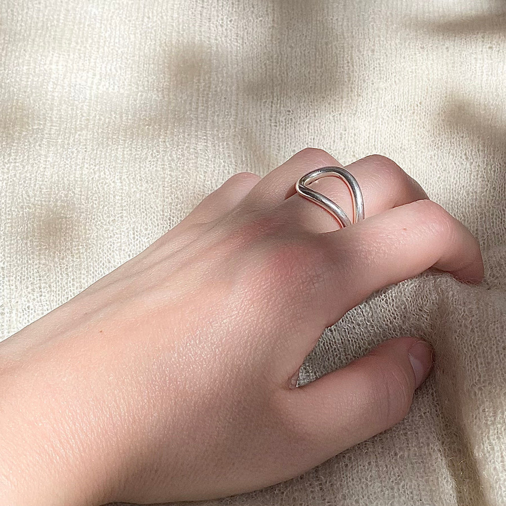 Statement geometric silver ring, minimalist sterling silver ring