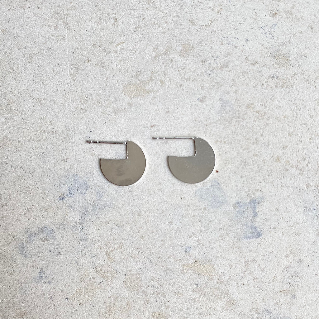 Dainty Unique Circle Silver Studs, minimalist designer earrings