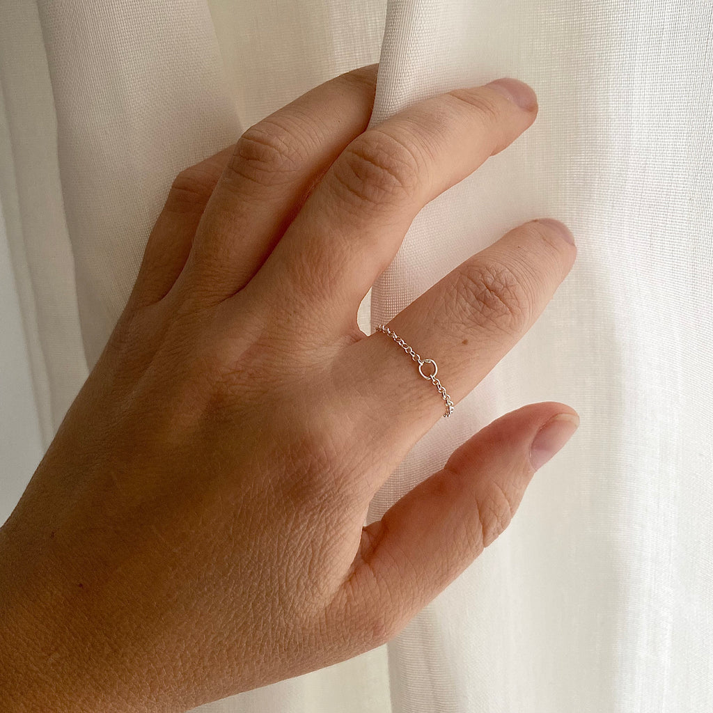 Super dainty silver ring I Chain ring I Stackable ring I Stacking ring