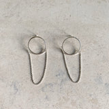 Unique earrings , minimalist earrings, statement thin silver chain earrings