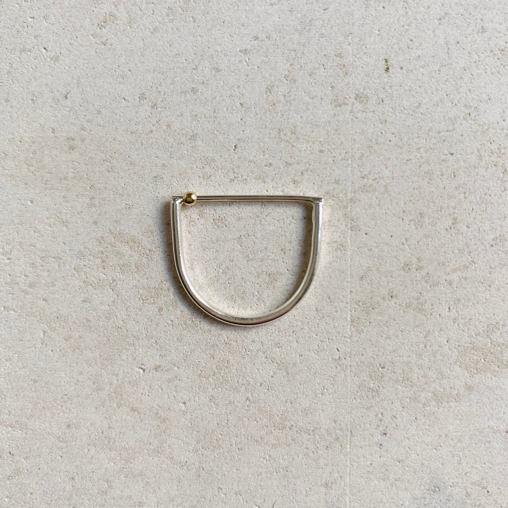Dainty Sterling Silver ring with 14k gold bead